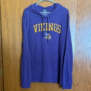 47 Brand Purple Vikings Long Sleeve Tee Hoodie
